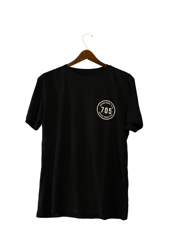Black premium t-shirt flat lay